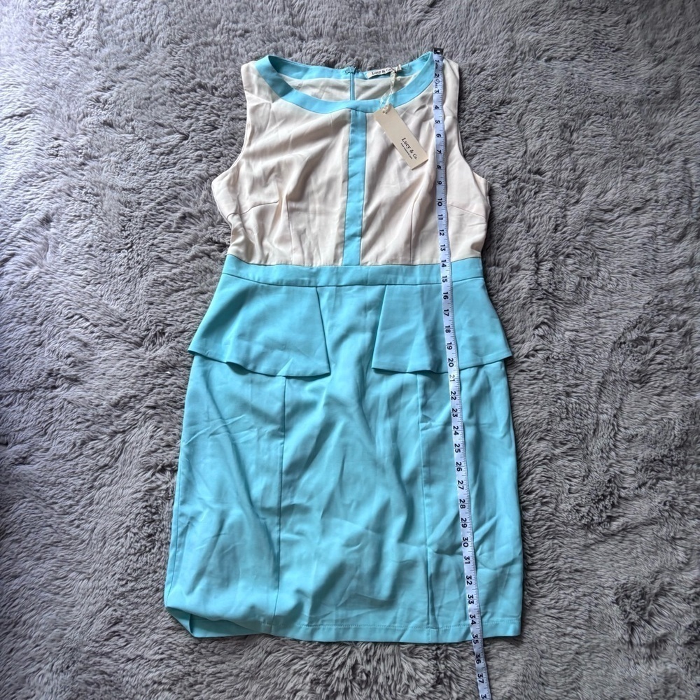 ⭐️⭐️⭐️NWT Lucy & Co blue and white selves Sheath dress size Large - Picture 12 of 15